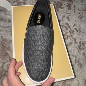 Michael Kors Black Logo Slip-On Loafer with White Sole